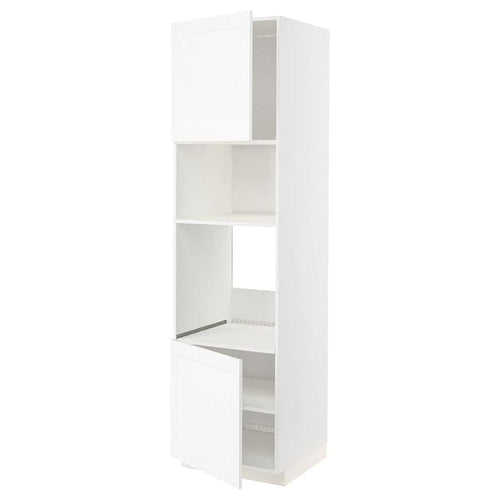 METOD - Hi cb f oven/micro w 2 drs/shelves, white Enköping/white wood effect, 60x60x220 cm