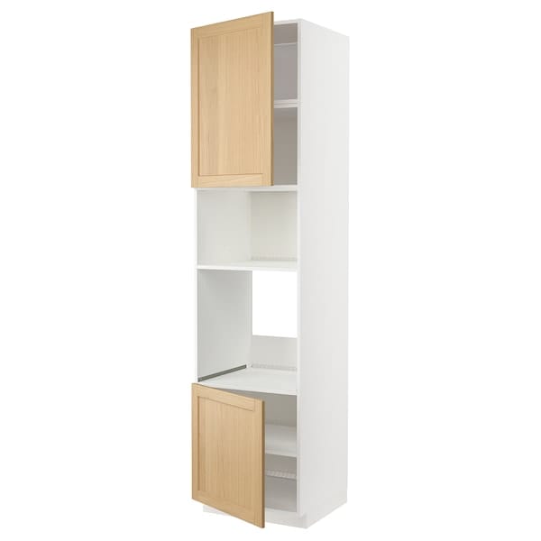 Ikea METOD - Hi cb f oven/micro w 2 drs/shelves, white/Forsbacka oak, 60x60x240 cm