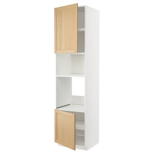 Ikea METOD - Hi cb f oven/micro w 2 drs/shelves, white/Forsbacka oak, 60x60x240 cm