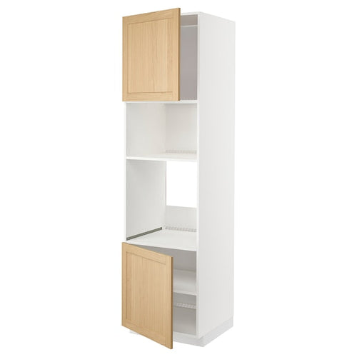 METOD - Hi cb f oven/micro w 2 drs/shelves, white/Forsbacka oak, 60x60x220 cm