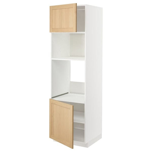 Ikea METOD - Hi cb f oven/micro w 2 drs/shelves, white/Forsbacka oak, 60x60x200 cm