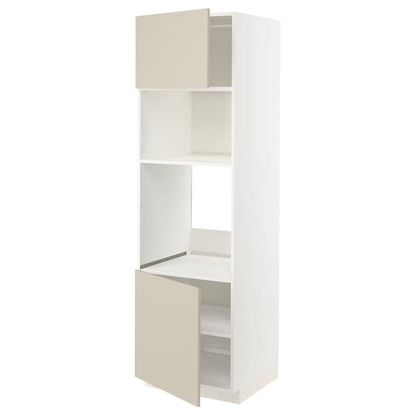 Ikea METOD - Hi cb f oven/micro w 2 drs/shelves, white/Havstorp beige, 60x60x200 cm