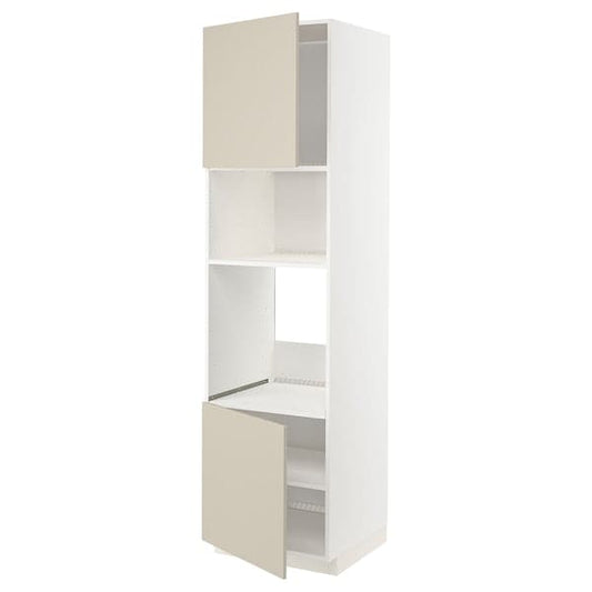 METOD - Hi cb f oven/micro w 2 drs/shelves, white/Havstorp beige, 60x60x220 cm - best price from Maltashopper.com 89466062