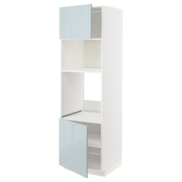 Ikea METOD - Hi cb f oven/micro w 2 drs/shelves, white/Kallarp light grey-blue, 60x60x200 cm