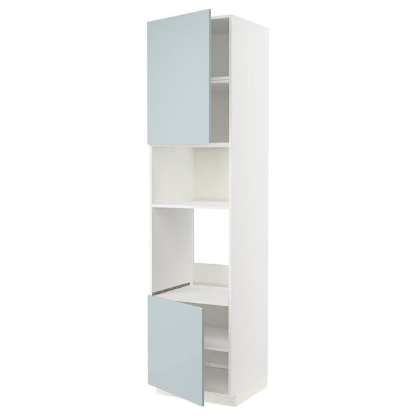 Ikea METOD - Hi cb f oven/micro w 2 drs/shelves, white/Kallarp light grey-blue, 60x60x240 cm