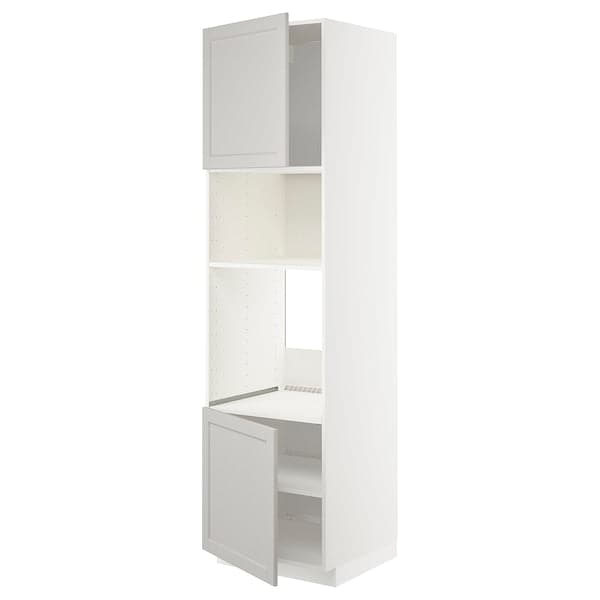 Ikea METOD - Hi cb f oven/micro w 2 drs/shelves, white/Lerhyttan light grey, 60x60x220 cm