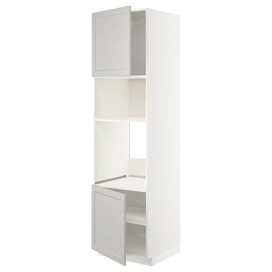 Ikea METOD - Hi cb f oven/micro w 2 drs/shelves, white/Lerhyttan light grey, 60x60x220 cm