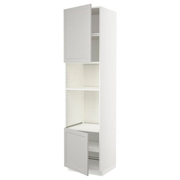 Ikea METOD - Hi cb f oven/micro w 2 drs/shelves, white/Lerhyttan light grey, 60x60x240 cm