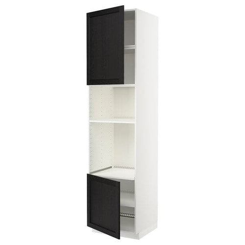 METOD - Hi cb f oven/micro w 2 drs/shelves, white/Lerhyttan black stained, 60x60x240 cm