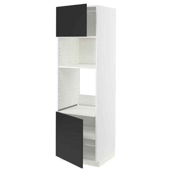 Ikea METOD - Hi cb f oven/micro w 2 drs/shelves, white/Nickebo matt anthracite, 60x60x200 cm