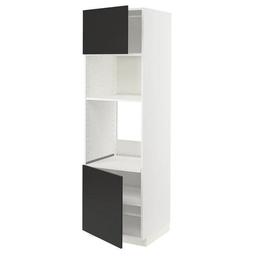 METOD - Hi cb f oven/micro w 2 drs/shelves, white/Nickebo matt anthracite, 60x60x200 cm
