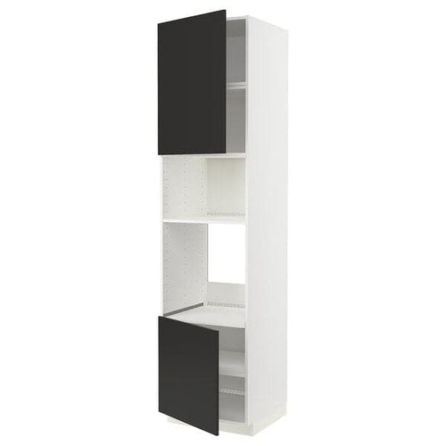 METOD - Hi cb f oven/micro w 2 drs/shelves, white/Nickebo matt anthracite ,
