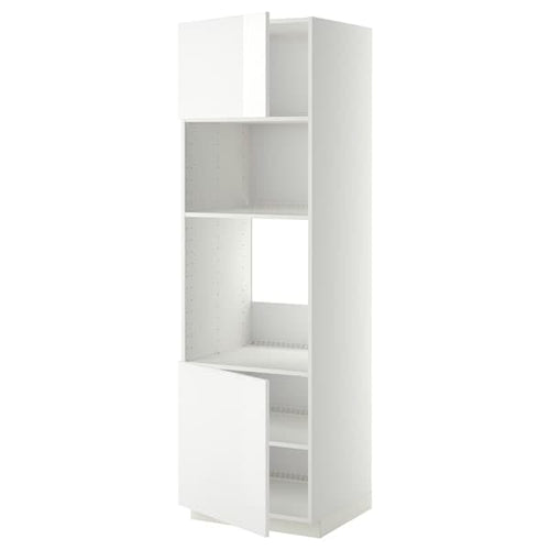 METOD - Hi cb f oven/micro w 2 drs/shelves, white/Ringhult white, 60x60x200 cm