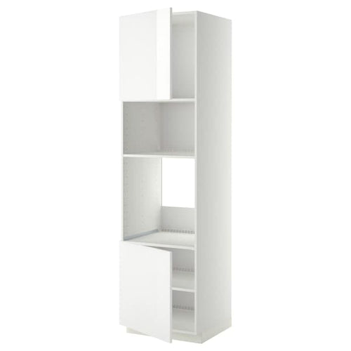 METOD - Hi cb f oven/micro w 2 drs/shelves, white/Ringhult white, 60x60x220 cm