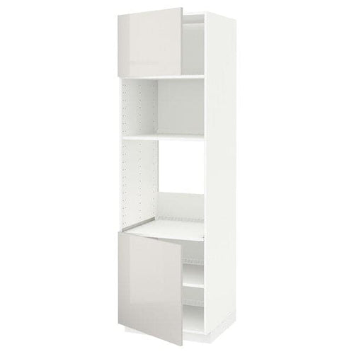 METOD - Hi cb f oven/micro w 2 drs/shelves, white/Ringhult light grey, 60x60x200 cm