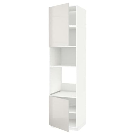Ikea METOD - Hi cb f oven/micro w 2 drs/shelves, white/Ringhult light grey, 60x60x240 cm