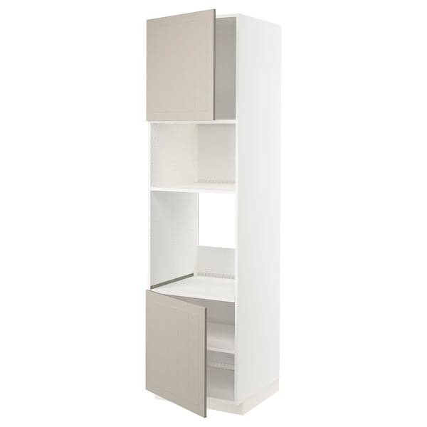 METOD - Hi cb f oven/micro w 2 drs/shelves, white/Stensund beige, 60x60x220 cm - best price from Maltashopper.com 09464571