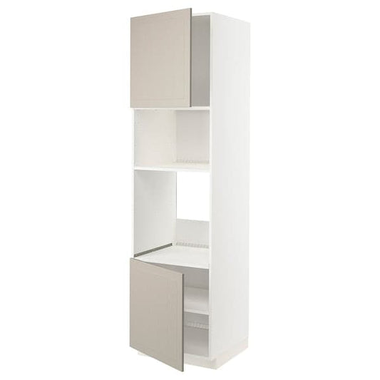 METOD - Hi cb f oven/micro w 2 drs/shelves, white/Stensund beige, 60x60x220 cm - best price from Maltashopper.com 09464571