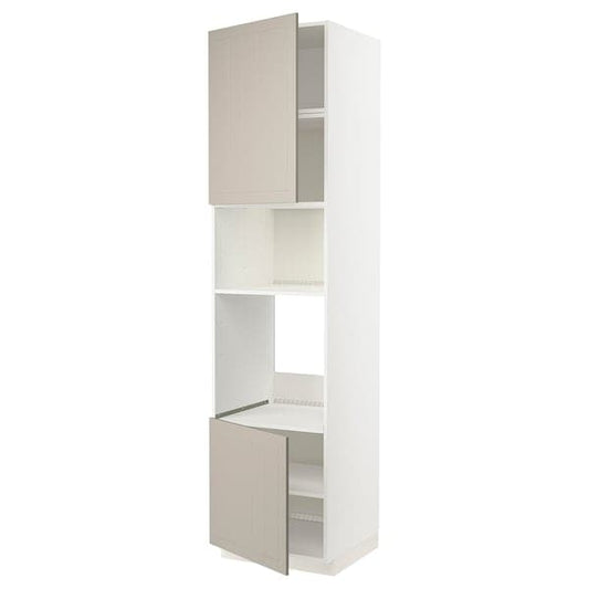 METOD - Hi cb f oven/micro w 2 drs/shelves, white/Stensund beige, 60x60x240 cm - best price from Maltashopper.com 99461035
