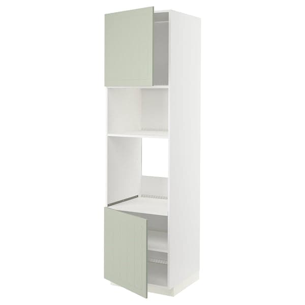 METOD - Hi cb f oven/micro w 2 drs/shelves, white/Stensund light green, 60x60x220 cm - best price from Maltashopper.com 39487156