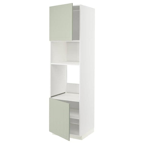 METOD - Hi cb f oven/micro w 2 drs/shelves, white/Stensund light green, 60x60x220 cm