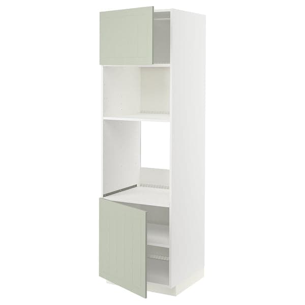 Ikea METOD - Hi cb f oven/micro w 2 drs/shelves, white/Stensund light green, 60x60x200 cm