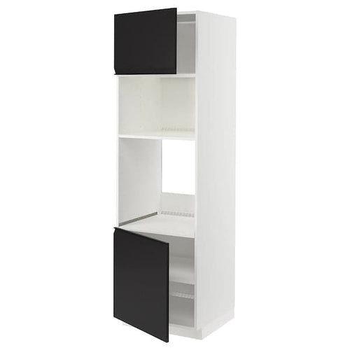 METOD - Hi cb f oven/micro w 2 drs/shelves, white/Upplöv matt anthracite , 60x60x200 cm