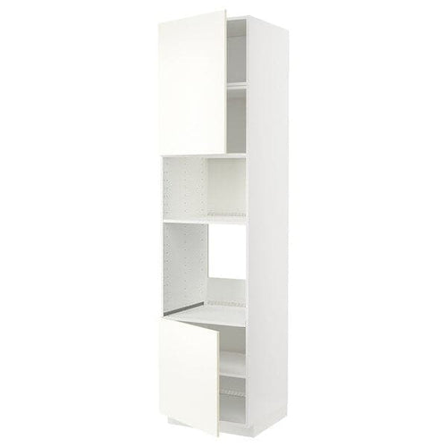 METOD - Hi cb f oven/micro w 2 drs/shelves, white/Vallstena white, 60x60x240 cm
