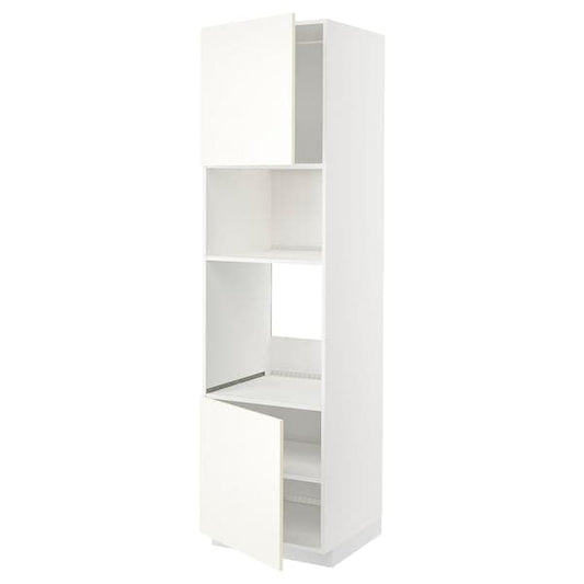 Ikea METOD - Hi cb f oven/micro w 2 drs/shelves, white/Vallstena white, 60x60x220 cm