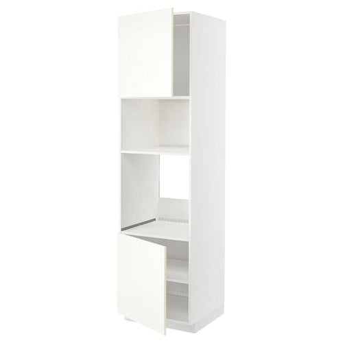 METOD - Hi cb f oven/micro w 2 drs/shelves, white/Vallstena white, 60x60x220 cm
