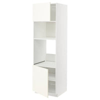 METOD - Hi cb f oven/micro w 2 drs/shelves, white/Vallstena white, 60x60x200 cm - best price from Maltashopper.com 89507388