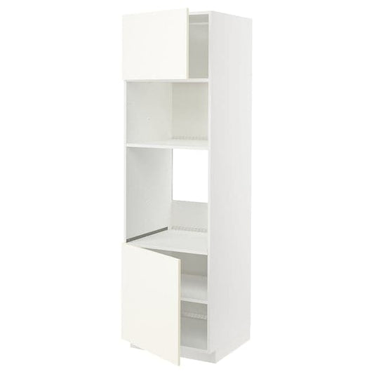 Ikea METOD - Hi cb f oven/micro w 2 drs/shelves, white/Vallstena white, 60x60x200 cm