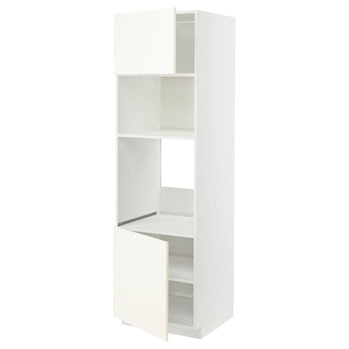 METOD - Hi cb f oven/micro w 2 drs/shelves, white/Vallstena white, 60x60x200 cm