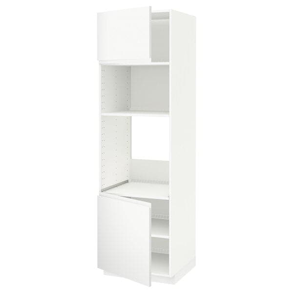 Ikea METOD - Hi cb f oven/micro w 2 drs/shelves, white/Voxtorp matt white, 60x60x200 cm