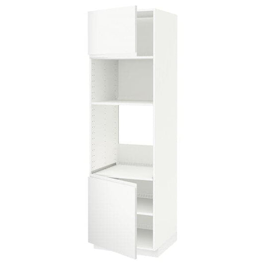 Ikea METOD - Hi cb f oven/micro w 2 drs/shelves, white/Voxtorp matt white, 60x60x200 cm