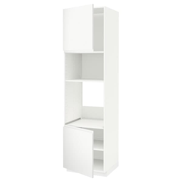 Ikea METOD - Hi cb f oven/micro w 2 drs/shelves, white/Voxtorp matt white, 60x60x220 cm