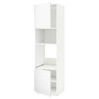 METOD - Hi cb f oven/micro w 2 drs/shelves, white/Voxtorp matt white, 60x60x220 cm - best price from Maltashopper.com 39460270