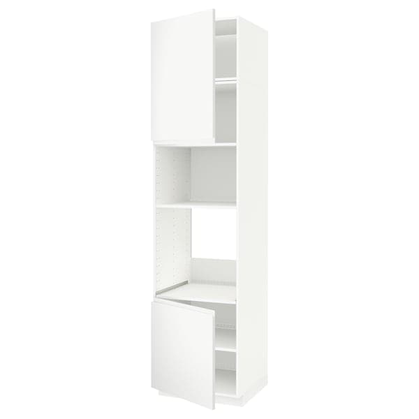 Ikea METOD - Hi cb f oven/micro w 2 drs/shelves, white/Voxtorp matt white , 60x60x240 cm