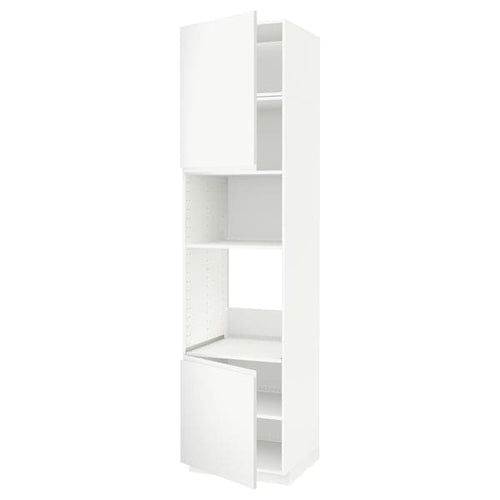 METOD - Hi cb f oven/micro w 2 drs/shelves, white/Voxtorp matt white , 60x60x240 cm