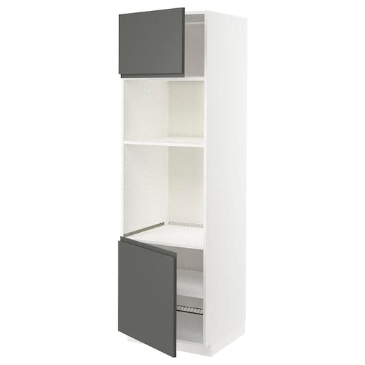 Ikea METOD - Hi cb f oven/micro w 2 drs/shelves, white/Voxtorp dark grey, 60x60x200 cm