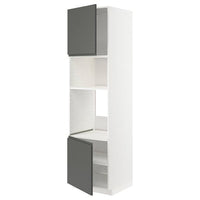METOD - Hi cb f oven/micro w 2 drs/shelves, white/Voxtorp dark grey, 60x60x220 cm - best price from Maltashopper.com 79454272