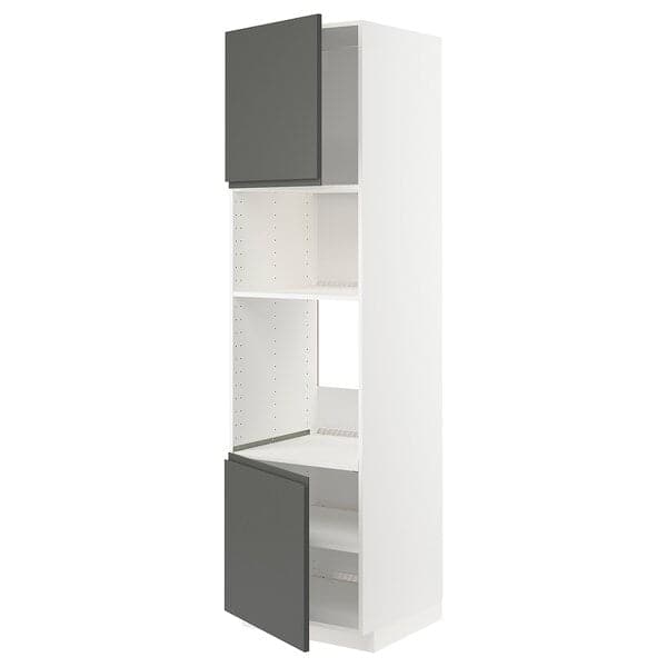 METOD - Hi cb f oven/micro w 2 drs/shelves, white/Voxtorp dark grey, 60x60x220 cm - best price from Maltashopper.com 79454272
