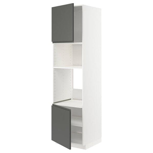 METOD - Hi cb f oven/micro w 2 drs/shelves, white/Voxtorp dark grey, 60x60x220 cm - best price from Maltashopper.com 79454272