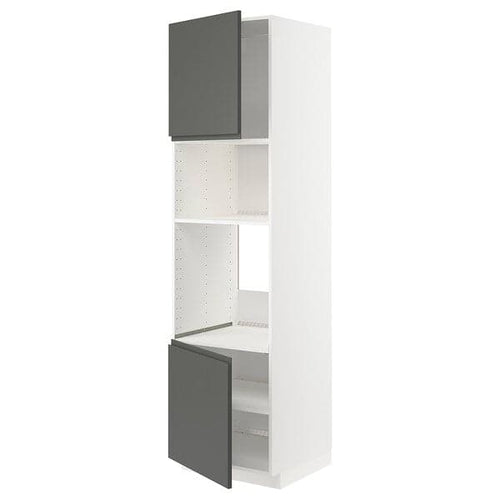 METOD - Hi cb f oven/micro w 2 drs/shelves, white/Voxtorp dark grey, 60x60x220 cm