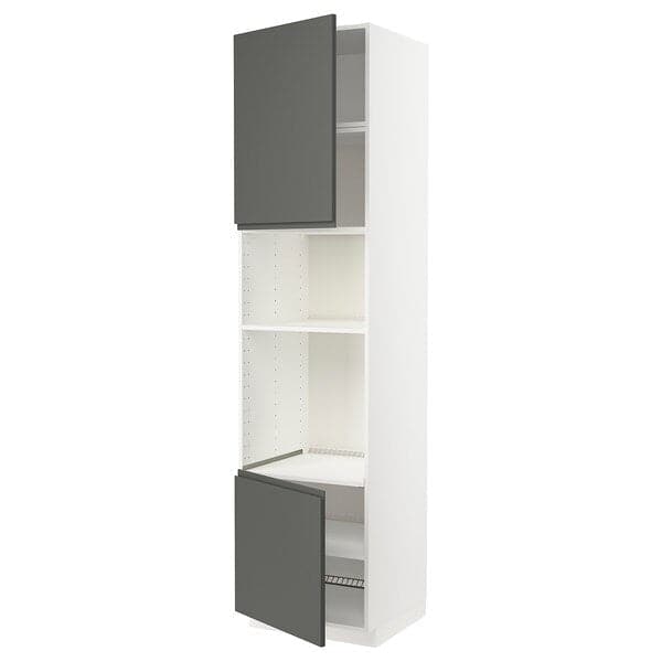 METOD - Hi cb f oven/micro w 2 drs/shelves, white/Voxtorp dark grey, 60x60x240 cm - best price from Maltashopper.com 39457102