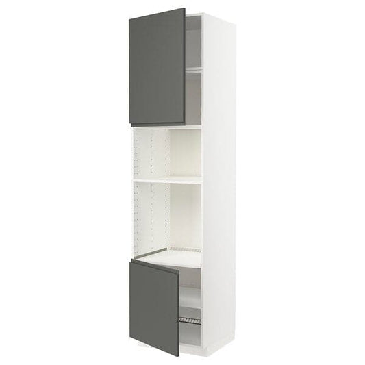 METOD - Hi cb f oven/micro w 2 drs/shelves, white/Voxtorp dark grey, 60x60x240 cm - best price from Maltashopper.com 39457102