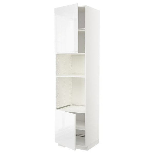 Ikea METOD - Hi cb f oven/micro w 2 drs/shelves, white/Voxtorp high-gloss/white, 60x60x240 cm