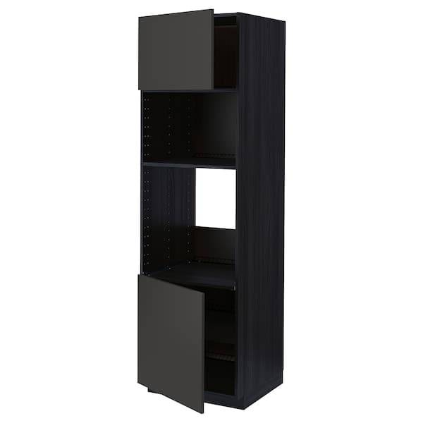 Ikea METOD - Hi cb f oven/micro w 2 drs/shelves, black/Nickebo matt anthracite, 60x60x200 cm