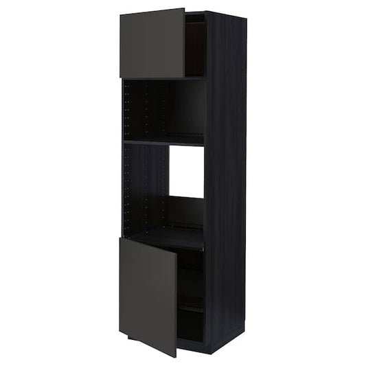 Ikea METOD - Hi cb f oven/micro w 2 drs/shelves, black/Nickebo matt anthracite, 60x60x200 cm