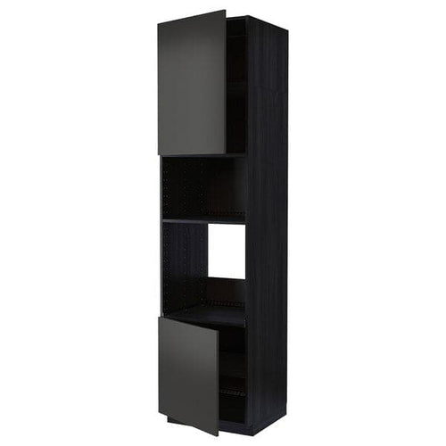 METOD - Hi cb f oven/micro w 2 drs/shelves, black/Nickebo matt anthracite, 60x60x240 cm